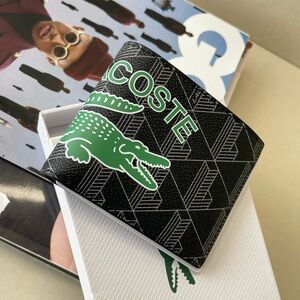 (new+tag) Lacoste men bifold wallet monogram black